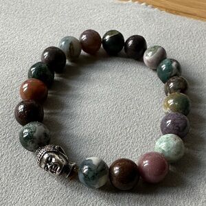 Agate Crystal Bracelet with Buddha Charm